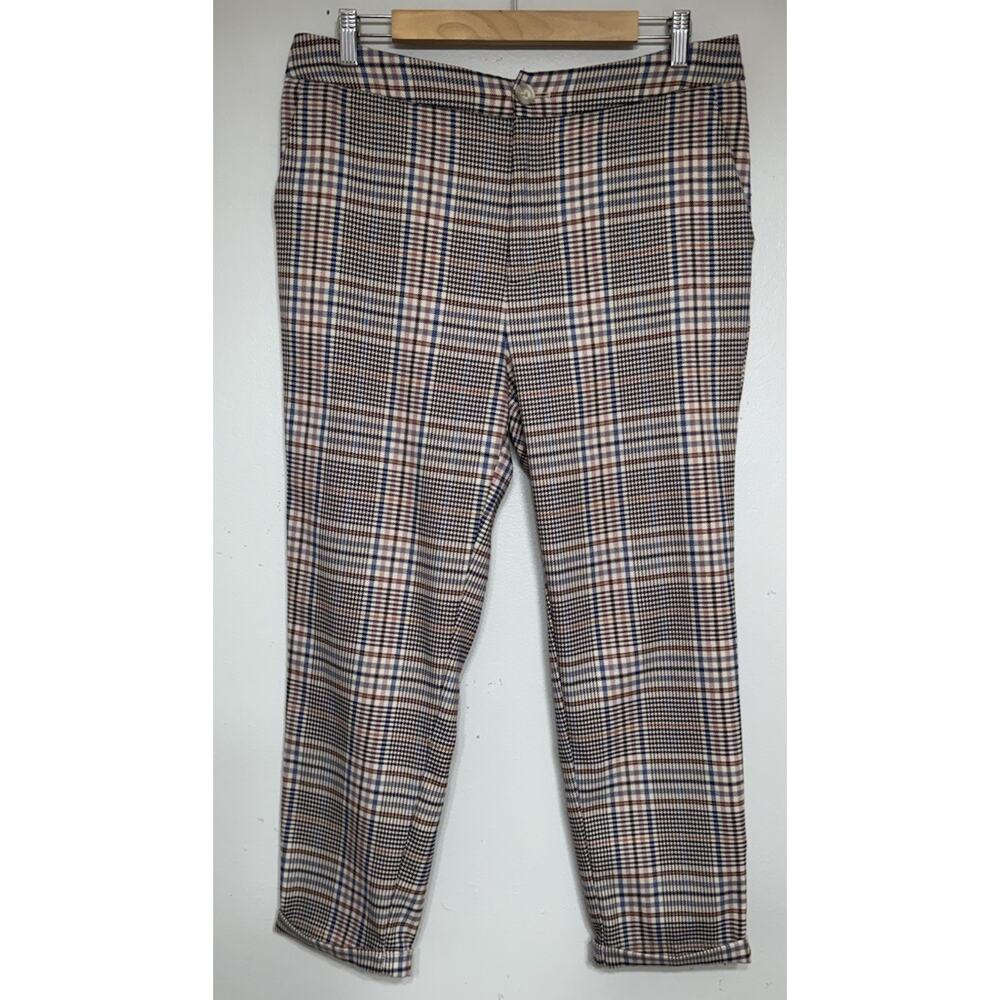Anthropologie Malcolm Trousers Women’s Size 10 Cuffed Houndstooth Plaid